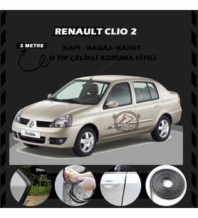 Renault Clio 2 Oto Araç Kapı Koruma Fitili 5metre Parlak Siyah Renk