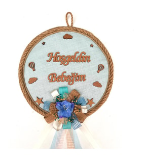 Lora Davet Erkek Bebek kapı süsü, Hastane kapı süsü, Duvar süsü (1 Adet) Mavi - 36110