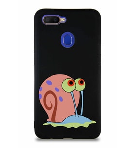 Oppo A12 Soft Premier Kapak Salyangoz Gary Tasarımlı Silikon Kılıf - Siyah (Şeffaf)
