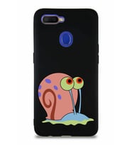 Oppo A12 Soft Premier Kapak Salyangoz Gary Tasarımlı Silikon Kılıf - Siyah (Şeffaf)