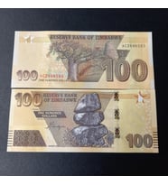 Zimbabve 100 Dolar (2020) Çil Eski Yabancı Kağıt Para (Çok Renkli)