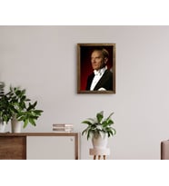 BK Home Atatürk Tasarımlı Doğal Masif Ahşap Çerçeveli Tablo 45x65cm-12