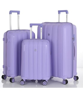 MÇS 3lü Set Kırılmaz Silikon Seyahat Valizi Bavulu V305 Lila