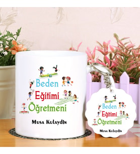 Beden Eğitimi Öğretmeni Kupa Bardak ve Anahtarlık Hediye Seti (Model 1)