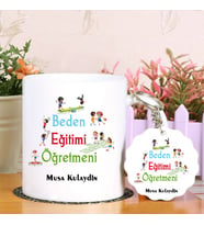 Beden Eğitimi Öğretmeni Kupa Bardak ve Anahtarlık Hediye Seti (Model 1)
