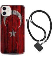 Apple iPhone 11 12 13 Mini Kılıf Boyun Askılı Silikon Şanlı Türk Bayrağı 2 1317