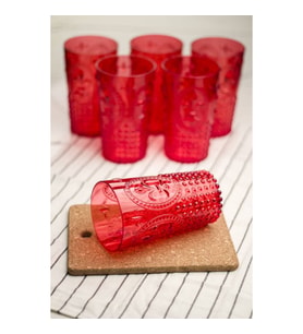 Akrilik Kırmızı 6lı Uzun Bardak & Su Meşrubat Bardağı 750 ml ( Büyük Boy & Cam Değildir )