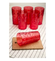 Akrilik Kırmızı 6lı Uzun Bardak & Su Meşrubat Bardağı 750 ml ( Büyük Boy & Cam Değildir )