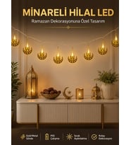 Northcity Dekoratif Minareli Hilal LED Işık Metal Gövdeli Ramazan Aydınlatma