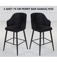 2 ADET PERRY 75 CM OTURUM YÜKSEKLİĞİ ADA MUTFAK VE BAR SANDALYESİ - BABYFACE KUMAŞ - METAL AYAK