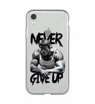 Iphone XR Uyumlu Arnold Fitness Never Give Up Desenli Şeffaf Telefon Kılıfı