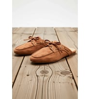 Kadın Süet Loafer Ayakkabı Bağcıklı Badem Burun Düz Topuk Casual Günlük Konforlu Rahat Modern Şık
