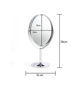 MCG  Oval Masaüstü Ayaklı 360° Dönebilen, İşyeri, Seyahat İçin Mini Krom Ayna 15X25CM
