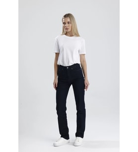 Özel Üretim Yüksek Bel Nataly36 Süper Koyu Indigo Denim Düz Kesim Sade Şık Kadın Jean Pantolon