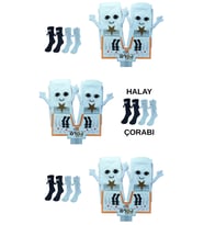 3 Çift Mıknatıslı El Ele Halay Çeken Görünümlü Gülücüklü Penye Kolej Çorabı Beyaz