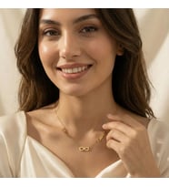 Kişiye Özel 925 Ayar Gümüş Şık Çift İsim Sonsuzluk Kolye (Gold)