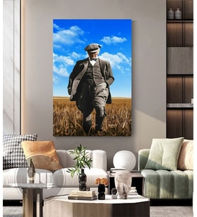 BUĞDAY TARLASI ATATÜRK KANVAS TABLO EV DUAR SALON OFİS DÜKKAN HEDİYELİK DEKARASYON SÜSÜ