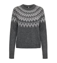 ONLY ONLFRY LS JQ Glitter O-Neck Kadın Triko Kazak – Simli, Uzun Kollu, Yuvarlak Yaka (Gri)