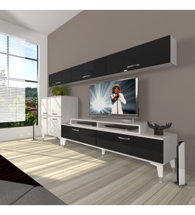 Decoraktiv Ekoflex 8 Slm Silver Tv Ünitesi Tv Sehpası - Beyaz Siyah (Siyah - Beyaz)