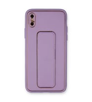 iPhone Xs Max Kılıf Coco Deri Standlı Kapak - Koyu Lila