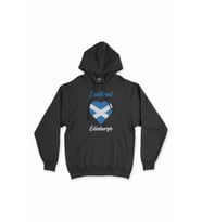 Edinburgh İskoçya Bayraklı Kalpli Siyah Sweatshirt Hoodie