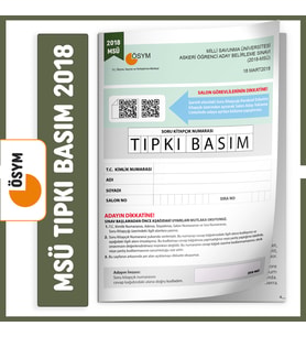 MSÜ 2018 ÖSYM Tıpkı Basım Türkiye Geneli Dijital Çözümlü Çıkmış Soru Kitapçığı