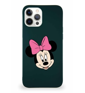 Apple iPhone 12 Pro Max Soft Premier Kapak Minnie Mouse-C Tasarımlı Silikon Kılıf - Yeşil (Şeffaf)