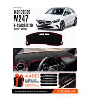 e-biz MERCEDES W247 B180 B CLASS (2019-2022) Uyumlu Torpido Örtüsü, Torpido Kılıfı - Siyah-Kırmızı - MB002