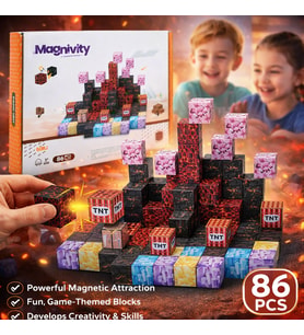 Magnivity Manyetik Blok Yapı Seti 86 Parça Güçlü Mıknatıslı Yaratıcılığı Geliştiren Eğitici Oyuncak