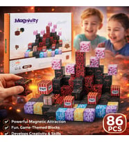 Magnivity Manyetik Blok Yapı Seti 86 Parça Güçlü Mıknatıslı Yaratıcılığı Geliştiren Eğitici Oyuncak