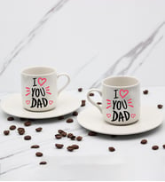 I Love You Dad Baskılı 2'li Türk Kahve Fincanı Hediye Seti Babalar Gününe Özel Hediye B2 (Beyaz)