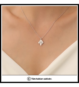 925 Ayar Gümüş Minimal Mantar Kolye