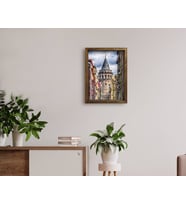 BK Home Galata Kulesi Tasarımlı Doğal Masif Ahşap Çerçeveli Tablo 45x65cm-39