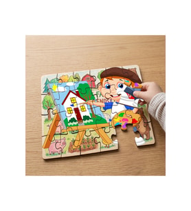 Resim Yapan Mutlu Çocuk Tasarımlı 24 Parça Ahşap Çocuk Puzzle MPK0909