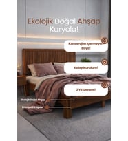 Alaz Model Dikey Başlıklı Masif Ahşap Karyola Kolay Kurulum Fırınlanmış İthal Sibirya Çamı 90x190 Yatak Uyumlu