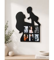 Kişiye Özel Anne ve Bebek Siluetli Fotoğraf Çerçevesi Ahşap Duvar Dekoru 40x40 cm 6 mm MDF