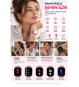 Akıllı Saat Sağlık Takibi Spor Modu Arama ve Müzik Kontrolü