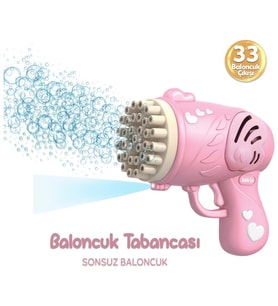 Gepettoys 33 Kanal Işıklı Pilli Baloncuk Tabancası SR838-1A Pembe