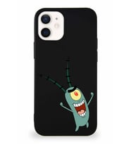 Apple iPhone 12 Soft Premier Kapak Plankton Tasarımlı Silikon Kılıf - Siyah (Şeffaf)
