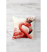 Taçlı Flamingo Desenli Çift Tarafı Baskılı Gizli Fermuarlı Yastık Kılıfı Kırlent Yastık Kılıfı (Nar Çiçeği)