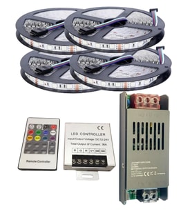 20 Metre 12V 60 Ledli RGB Dış Mekan Silikonlu Şerit Led 20A Slim Trafo 36 A RF Led Kontrol Üniteli S