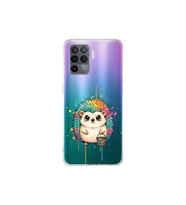 OPPO A96 ile Uyumlu Splash Kirpi Tasarımlı Şeffaf Silikon Kılıf
