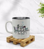 BK Gift Kişiye Özel Evin Yakışıklısı Tasarımlı İçi Siyah Renkli Kupa Bardak Model 4
