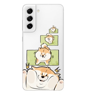 Samsung Galaxy S21 FE Uyumlu Sevimli Köpek Tasarımlı Şeffaf Telefon Kılıfı