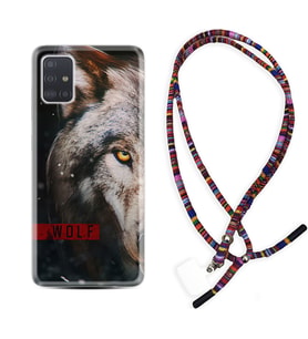 Samsung a71 A72 A73 A7 A9 2018 C7 C9 Kılıf Boyun Asklı Rasta Silikon Wolf Eyes 1758