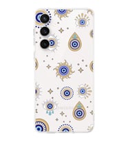 PrintiFy Galaxy S24 Fe ile Uyumlu Nazar Boncuğu 5  Kamera Korumalı Şeffaf Silikon Kılıf