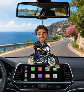 Kişiye Özel Motorcu Karikatürlü Araç Dikiz Aynası Süsü – Motosiklet Tutkunlarına Özel
