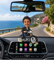 Kişiye Özel Motorcu Karikatürlü Araç Dikiz Aynası Süsü – Motosiklet Tutkunlarına Özel