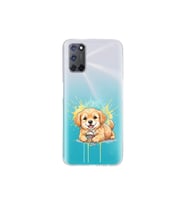 Oppo A52 ile Uyumlu Splash Köpek Tasarımlı Şeffaf Silikon Kılıf