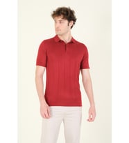 Giyim Dünyası Erkek Çizgili Polo Yaka Merserize T-Shirt Bordo